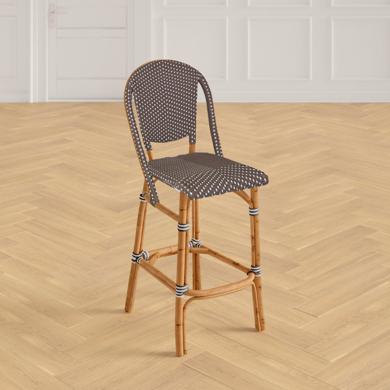 Popplestone Rattan Stool, Cappuccino with White Dots, Counter Stool (26.3" Seat Height)