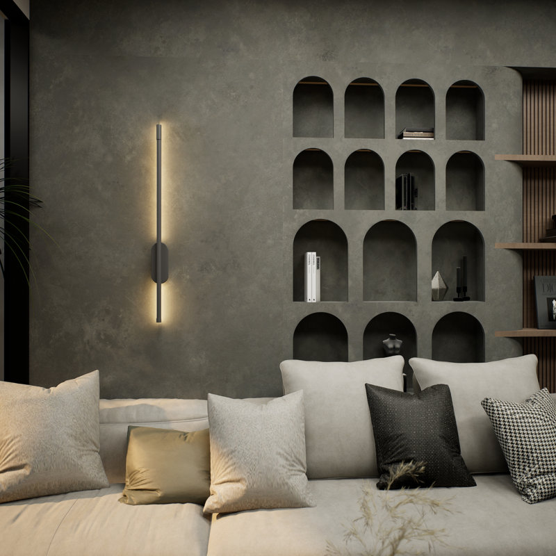 Leger Oval Light Sconce - , Black, 26" H x 3" W x 1.1" D, App + Alexa (Cold White 6000K + RGB) - Hardwired