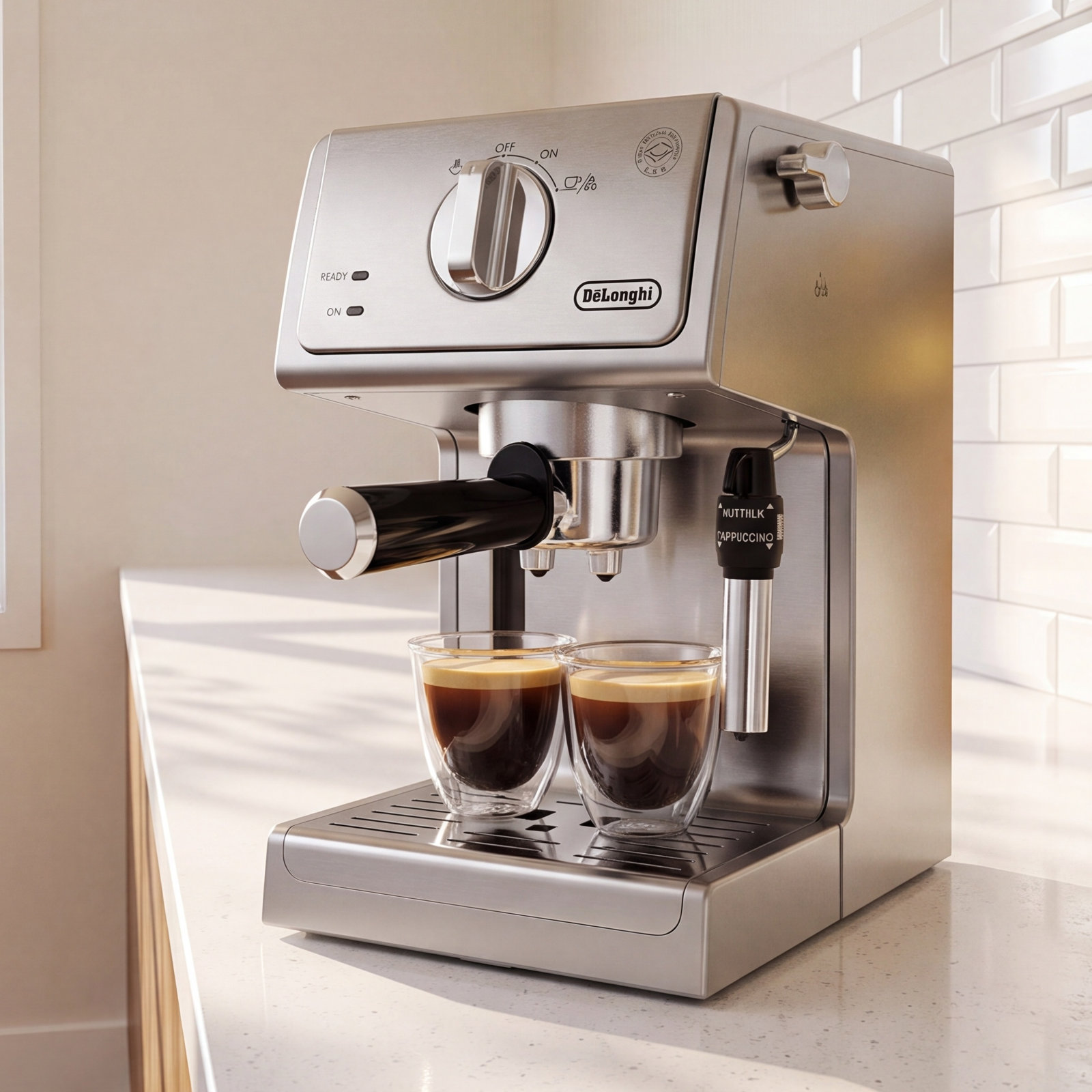 De'Longhi Espresso Machine with Frother, Silver