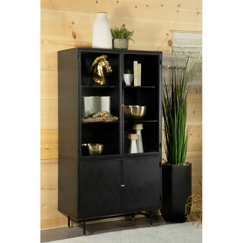 Armoire de rangement haute en métal 4 portes Santiago noir mat
