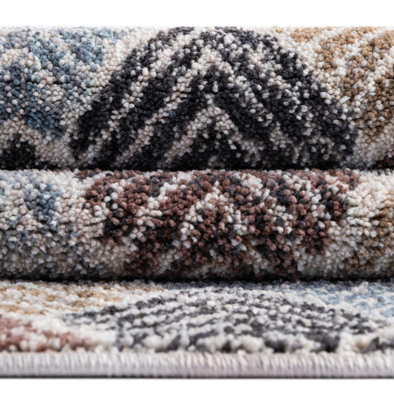 Contemporary Ganesh Area Rug Multi-Blue Color, Round 3'3"