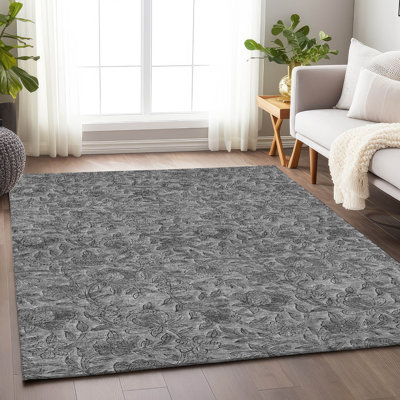 Tapis gris Prisco lavable à la machine de qualité supérieure
