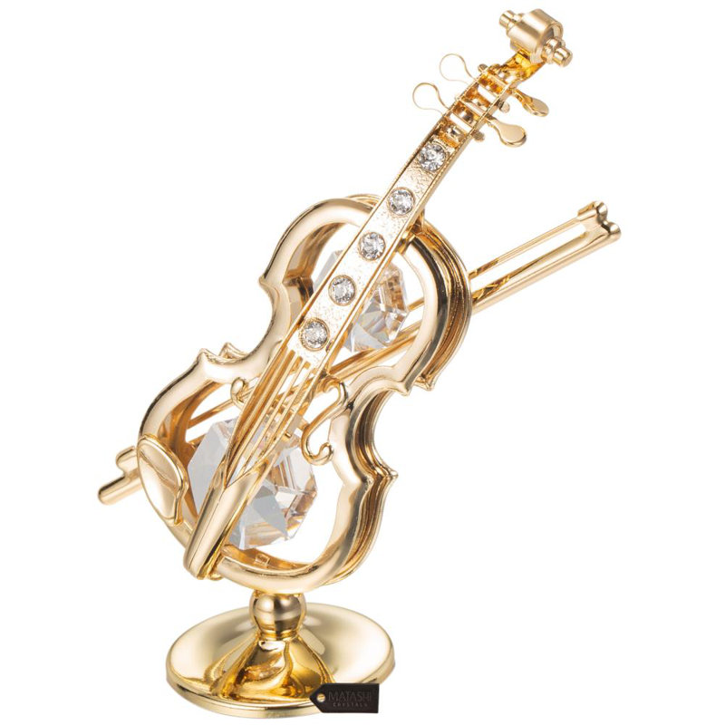 Violin garniture cloutée en cristal plaqué doré 24 carats sur une figurine de support
