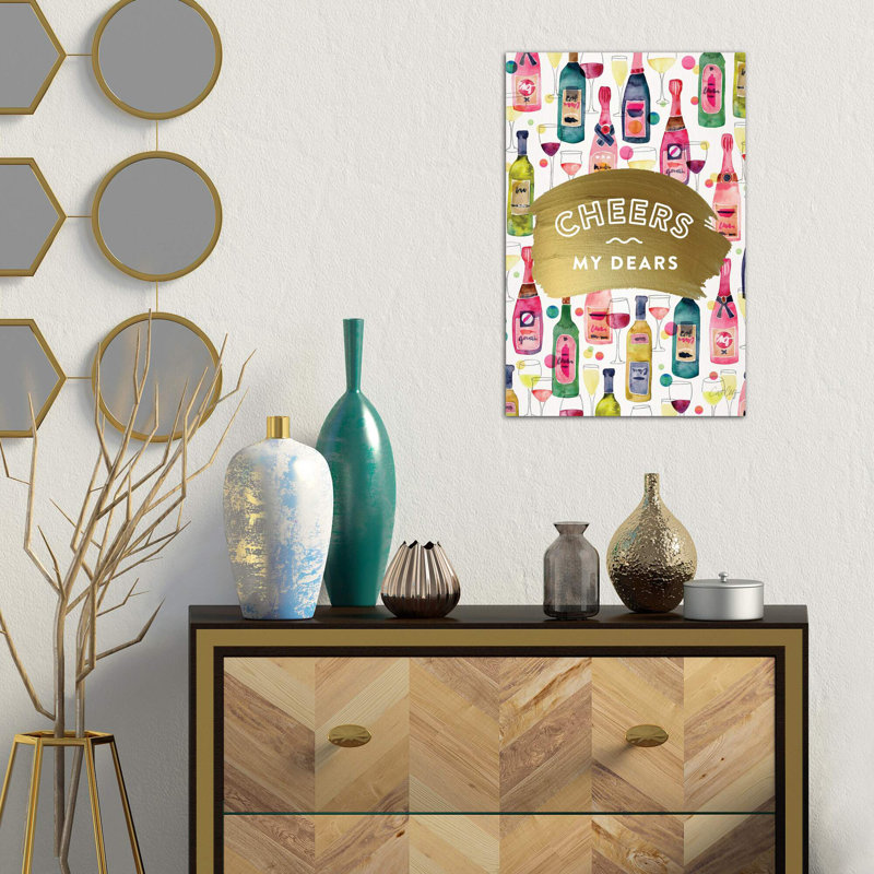 Cheers My Dears by Cat Coquillette - Painting, Wrapped Canvas, 66.04 cm H x 45.72 cm W x 1.91 cm D