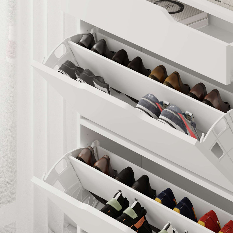 Baneen 8 Pair Shoe Storage Cabinet, White