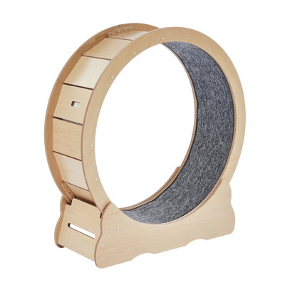 Grande roue d'exercice pour chat 35,8 po avec mécanisme silencieux et rail large - Tapis de jeu d'intérieur en bois pour chats