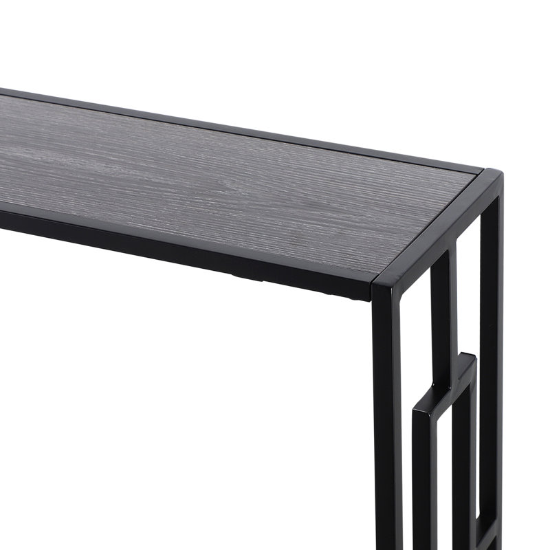 106cm Metal Console Table with 65cm Asymmetrical Wall Mirror Narrow Hall Table Storage Shelf Round Bathroom Vanity Mirror with Metal Frame