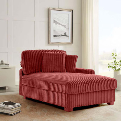 Chaise longue surdimensionnée en flanelle de fourrure de lapin blanche avec accoudoirs et coussins décoratifs Stephania
