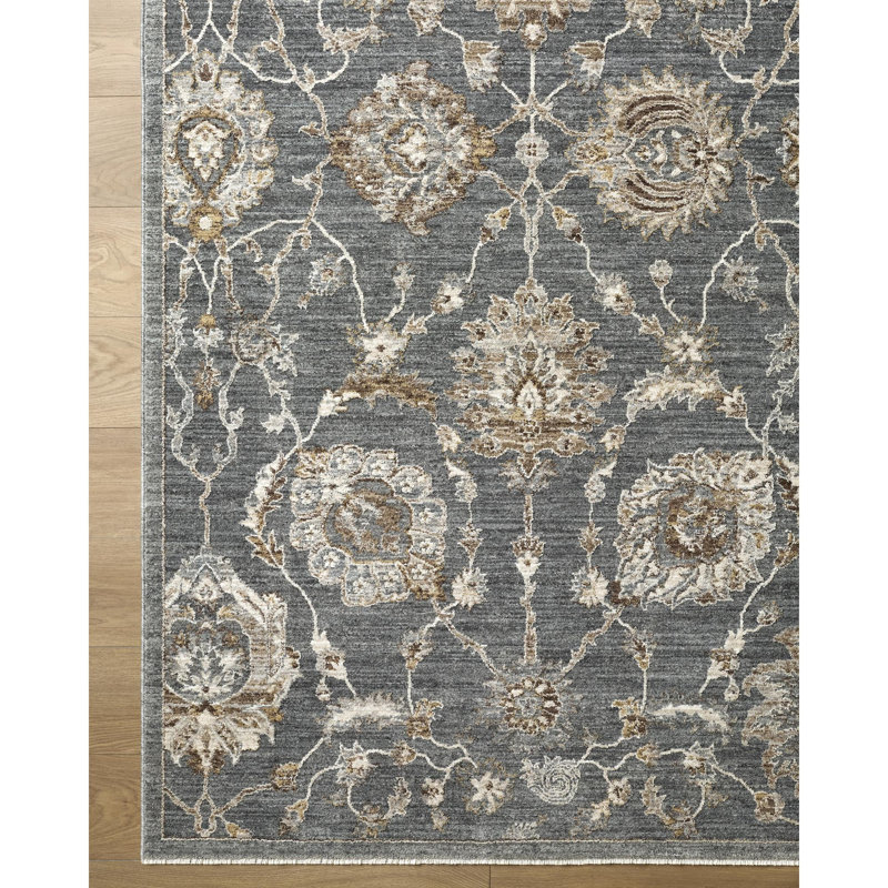 Lyncoln Machine Woven Rug, Charcoal, Rectangle 9' x 12'2"