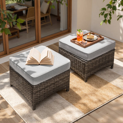 Wicker Outdoor Patio Ottomans