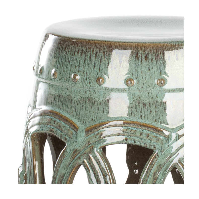 Tabouret de jardin en céramique Bartlesville, Bleu antique