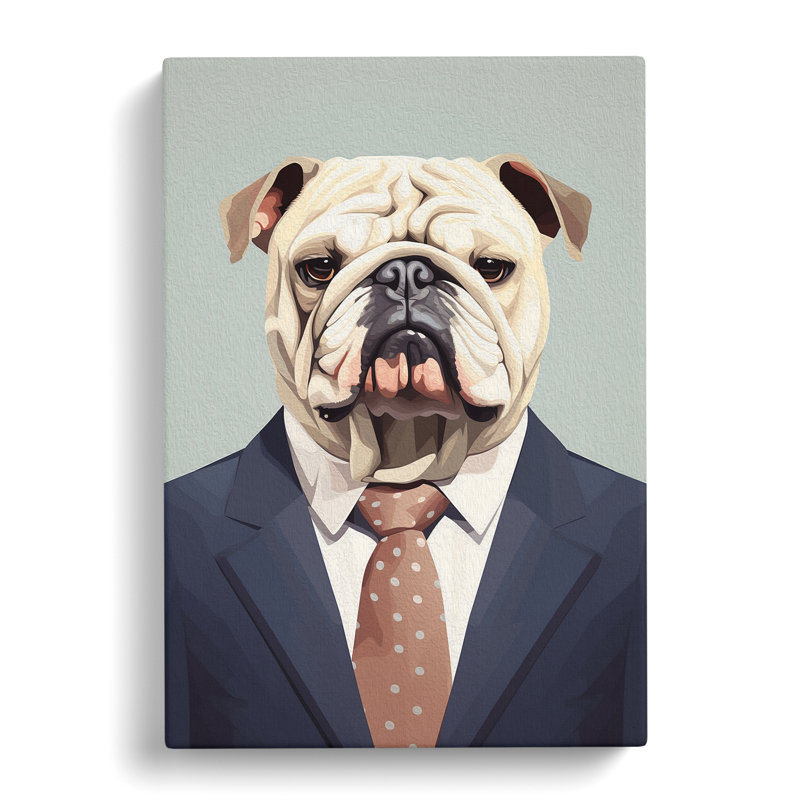 British Bulldog Minimalism - Wrapped Canvas, 76cm H x 50cm W x 3cm D
