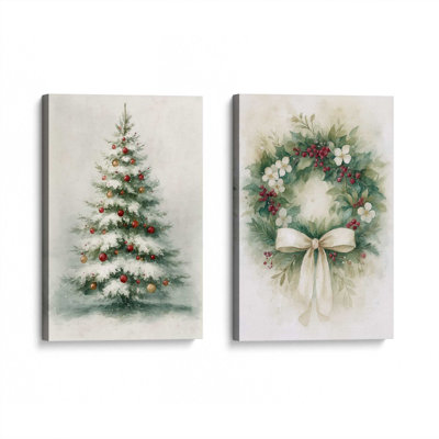 Ensemble de 2 impressions sur toile Evergreen Elegance
