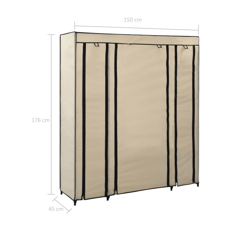 3 Door Fabric Wardrobe, Cream
