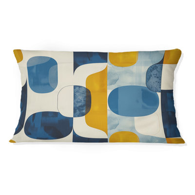 Coussin lombaire Mid-Century bleu et jaune
