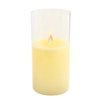Battery Operated Glass Hurricane LED Candle with Flickering Flame