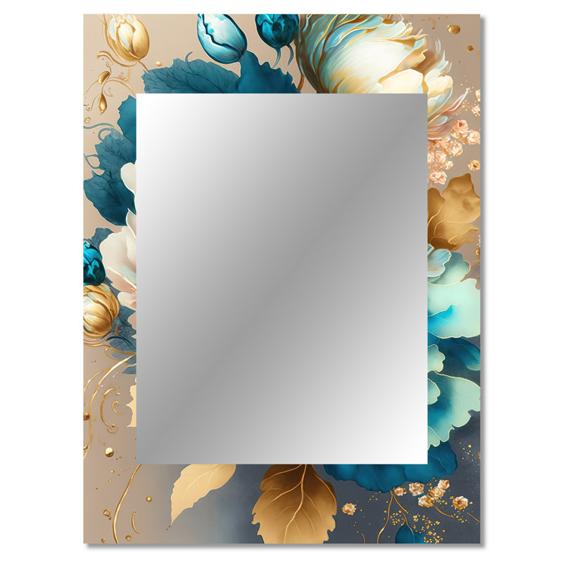 Vibrant Floral Bunch II - miroir floral, miroir mural décoratif traditionnel, impression d'art en métal, 40 po x 30 po