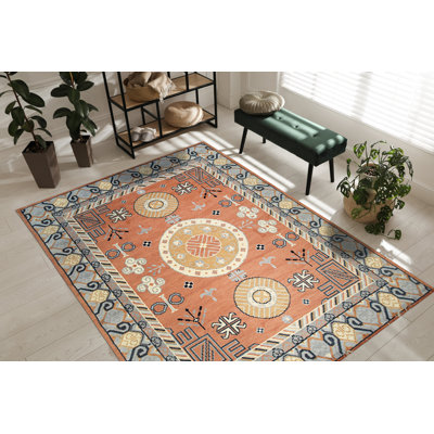Tapis floral en laine noué à la main Jade Traditional