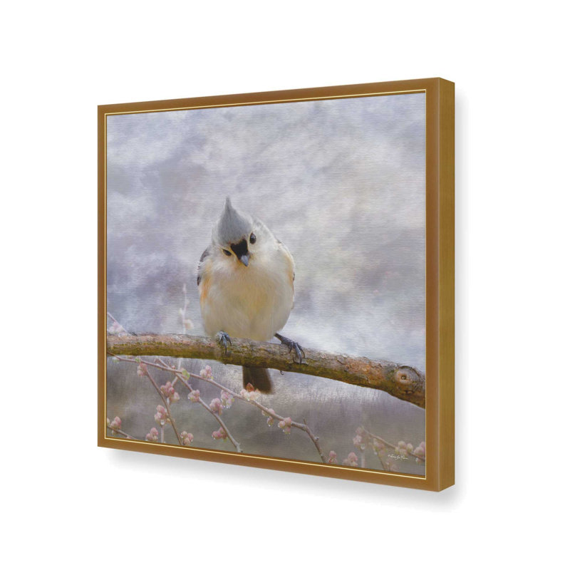 Reproduction d'art touffeté Titmouse II par Robin-Lee Vieira, H 31,5 po x l 31,5 po, Doré, Impression encadrée