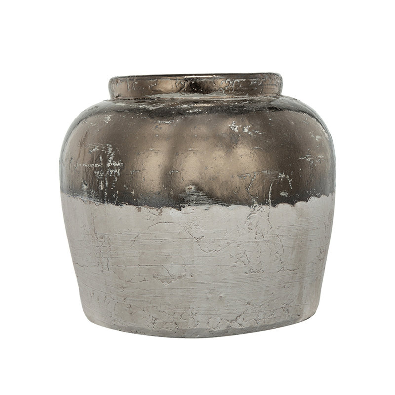 Round Sienna Brown Ceramic Accent Vase, Overall Height- 11"