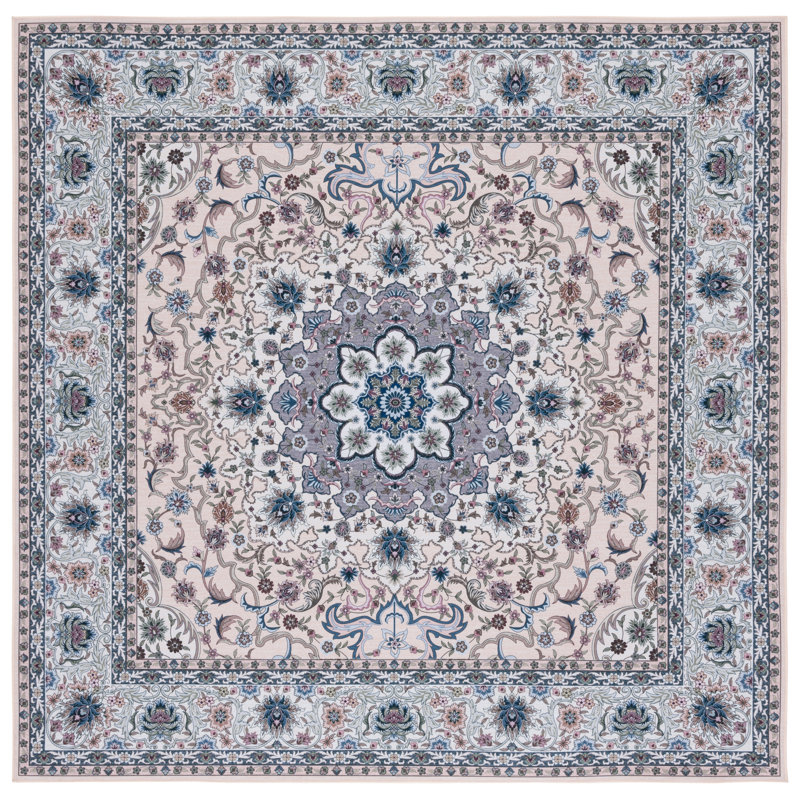 Tapis 123 m / l S / R beige / vert, Carré 6 pi