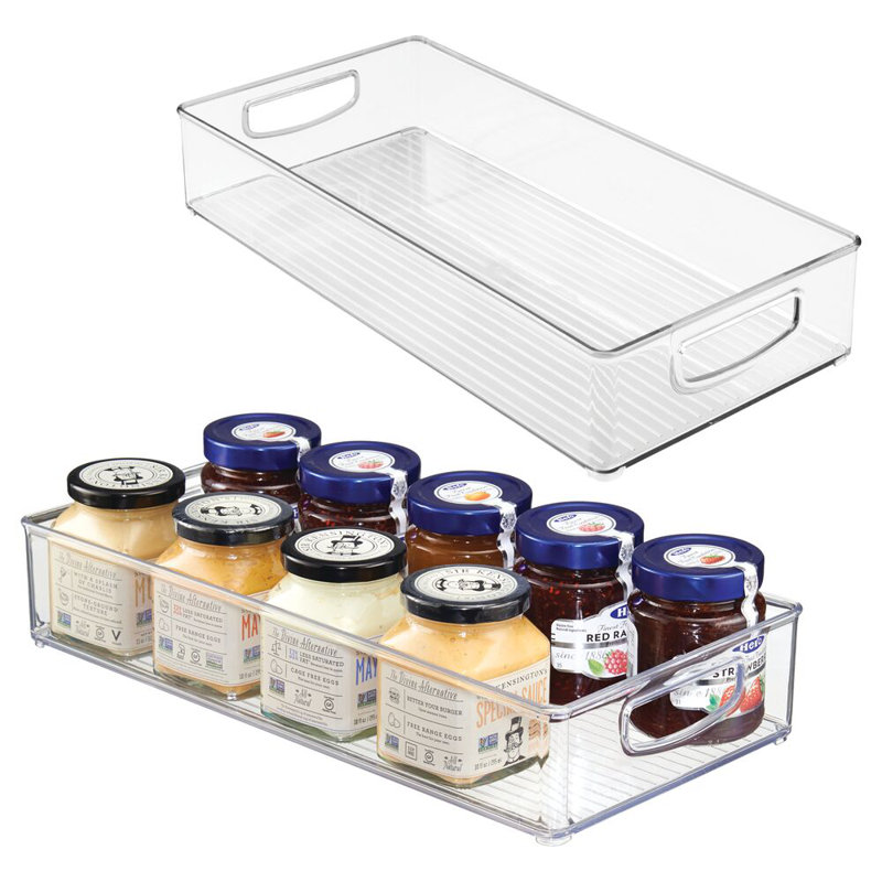 iDesign Stackable Pantry Storage Bins with Handles - Set of 2 - Clear