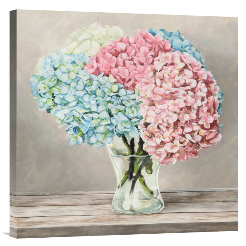 "Fleurs et vases blanc II" par Remy Dellal - reproduction sur toile tendue, H 24 po x l 24 po x P 1,5 po, Aucun mat