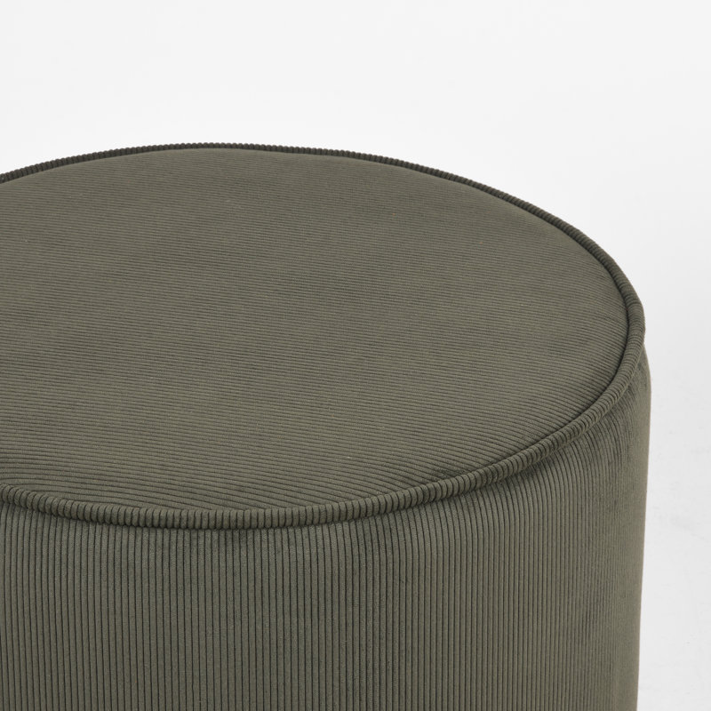 55cm Wide Round Pouf Ottoman, Army Green
