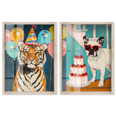 Fête d'animaux, ensemble de boîtes à ombre, impression par Art Remedy