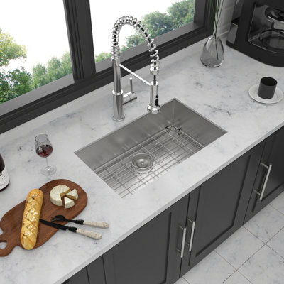 30" Undermount Stainless Sink - 18 Gauge, 9 Inch Deep Single Bowl With Noise Insulation Pad And Hygienic Drainage Hole 30X18 Steel Deep, Gauge Condensation Layer Foldable Rack