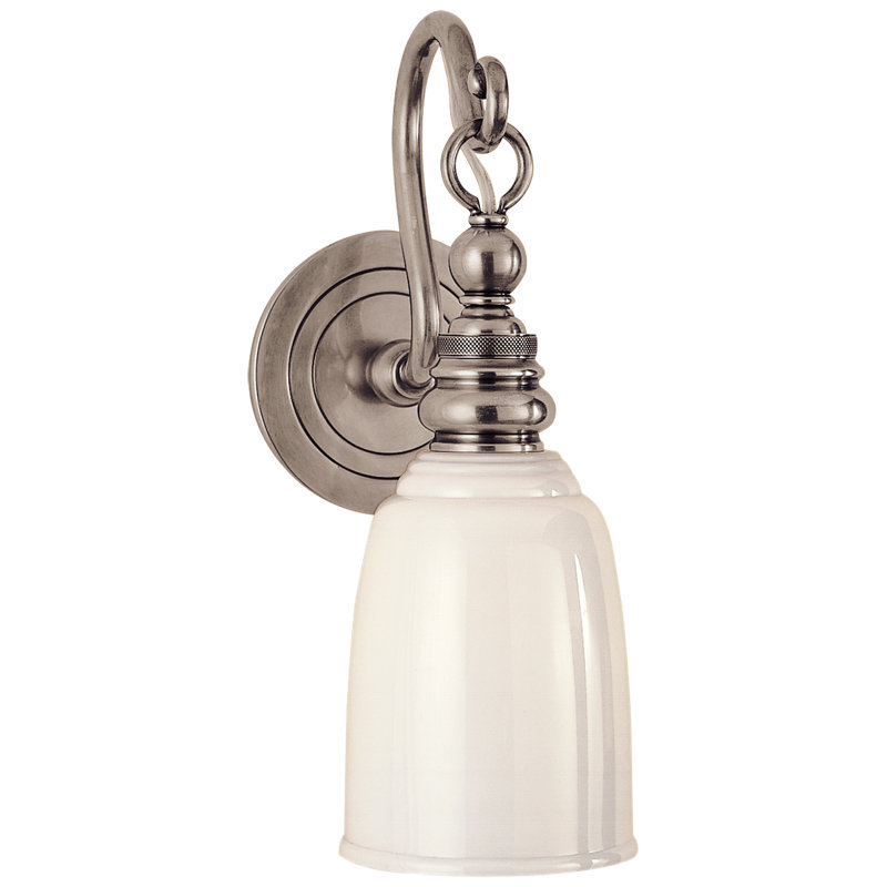 Chapman & Myers Boston Loop Arm Sconce, Antique Nickel, White