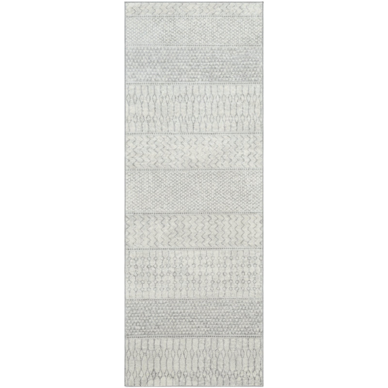 Mary Power Loom Grey/Ivory Rug, Runner 78cm x 220cm