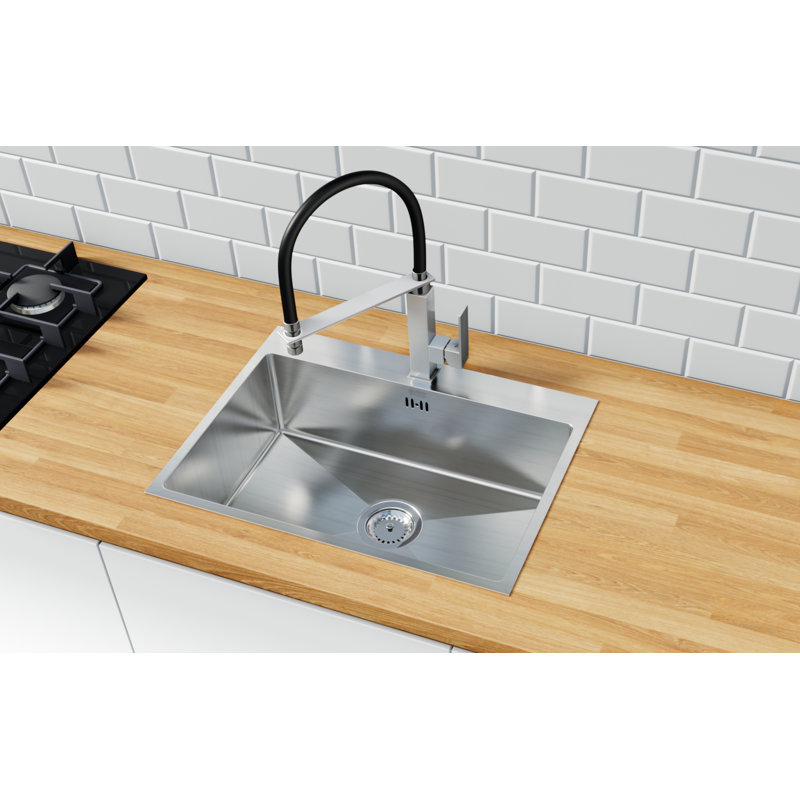 Belfry Kitchen Newman 450mm W Single Bowl Stainless Steel Kitchen Sink with 1 Faucet Hole