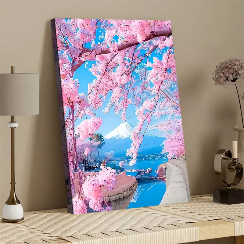 Affiche de plage de cerisier en fleurs rose, 16 x 24 pouces