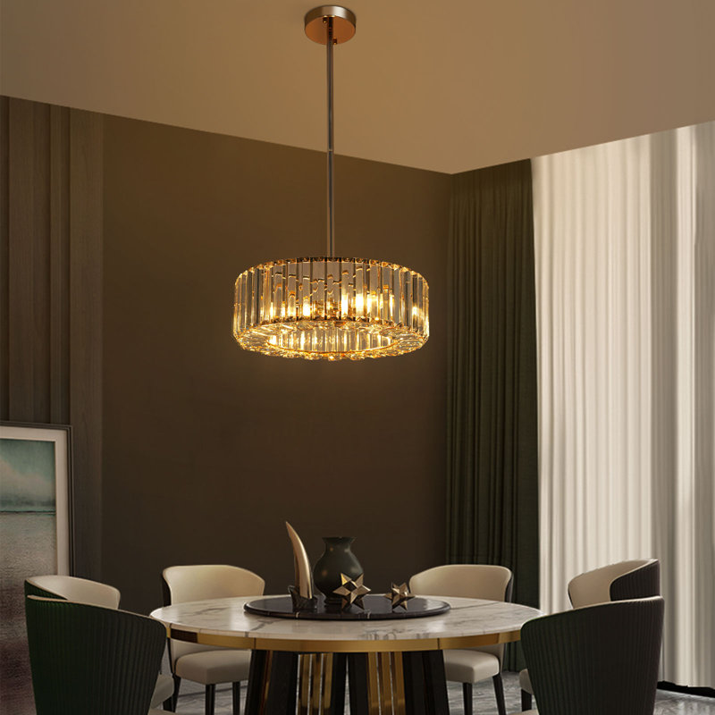 3 - Light Dimmable Drum Crystal Chandelier