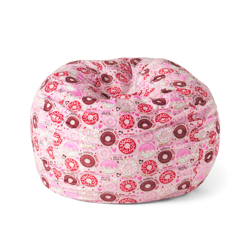 Fauteuil à billes arrondi 3 pieds Puff-Puff, Velours rose