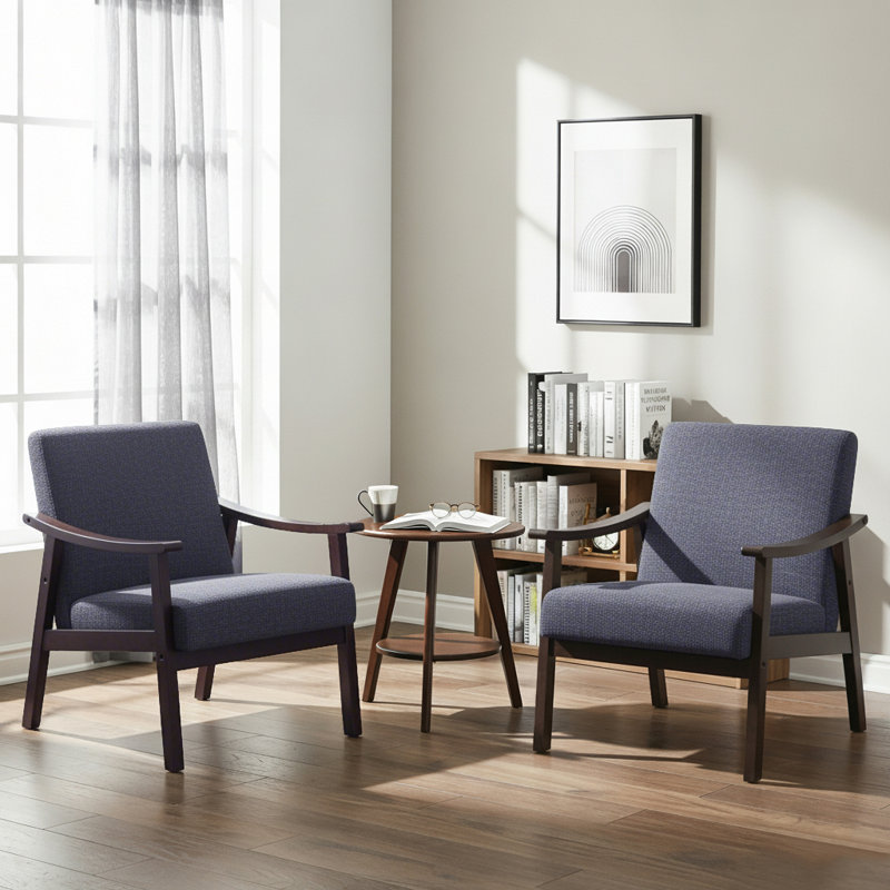 Fauteuil rembourré avec cadre en bois massif de style médiéval, Noir