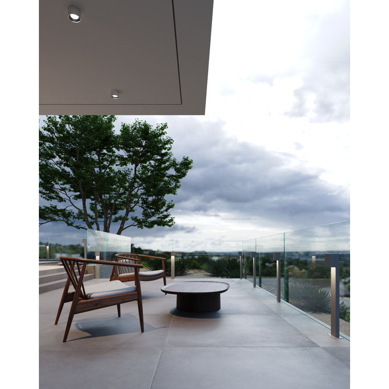 Box LED Bollard Light, Gray, 28" H x 3.5" W x 3.25" D