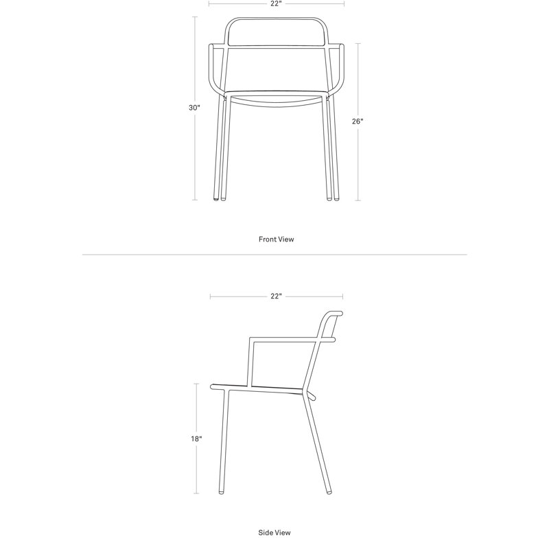 Trim Outdoor Dining Armchair, Gray Blue