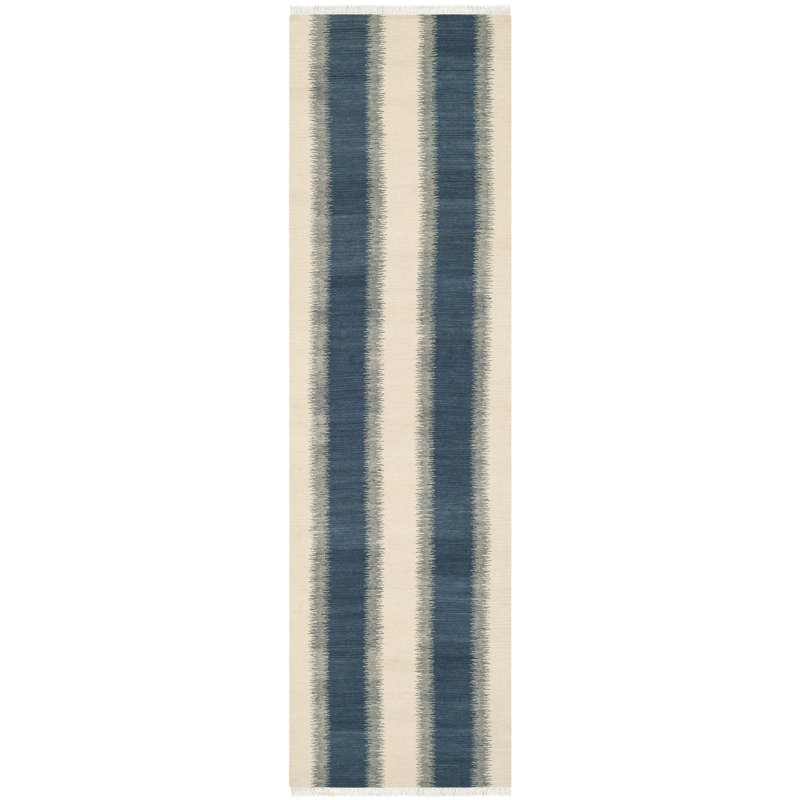 Fitzpatrick Hand Woven Wool Striped Rug, Runner 2'3" x 6'