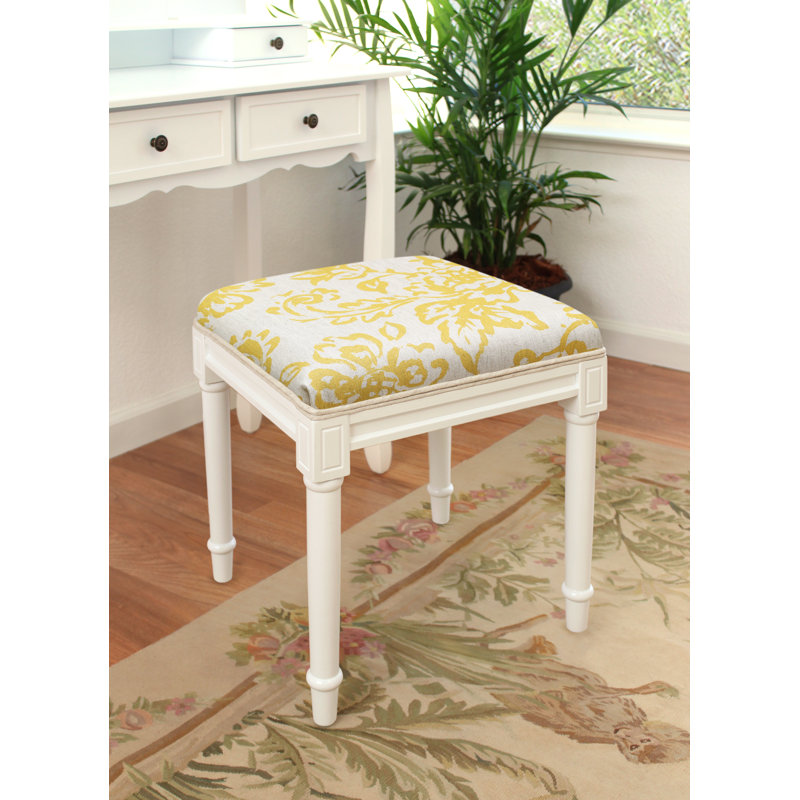 Vanscoy Solid Wood Accent Stool, Mustard