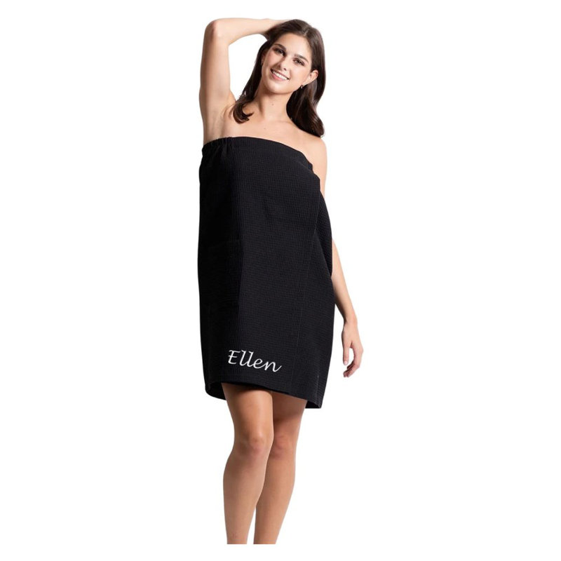 Enveloppement personnalisé pour serviettes de spa pour femmes - Enveloppement corporel gaufré doux et absorbant - Serviettes de bain personnalisées avec nom brodé
