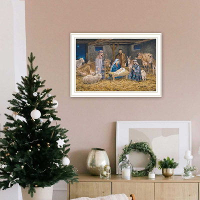 Le cadeau de tous - la naissance de Christ, art mural pour le salon, reproduction de la Nativité pour la maison, art mural de chambre à coucher par Bonnie Mohr