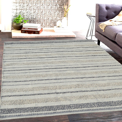 Tapis de coton/laine ivoire crocheté à la main Java