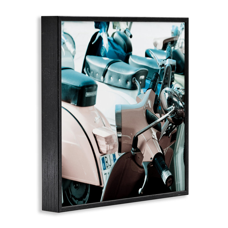 Art rétro de giclée sur scooter italien par Deborah Revell, Giclée encadrée noir minuit, H 12 po x l 12 po