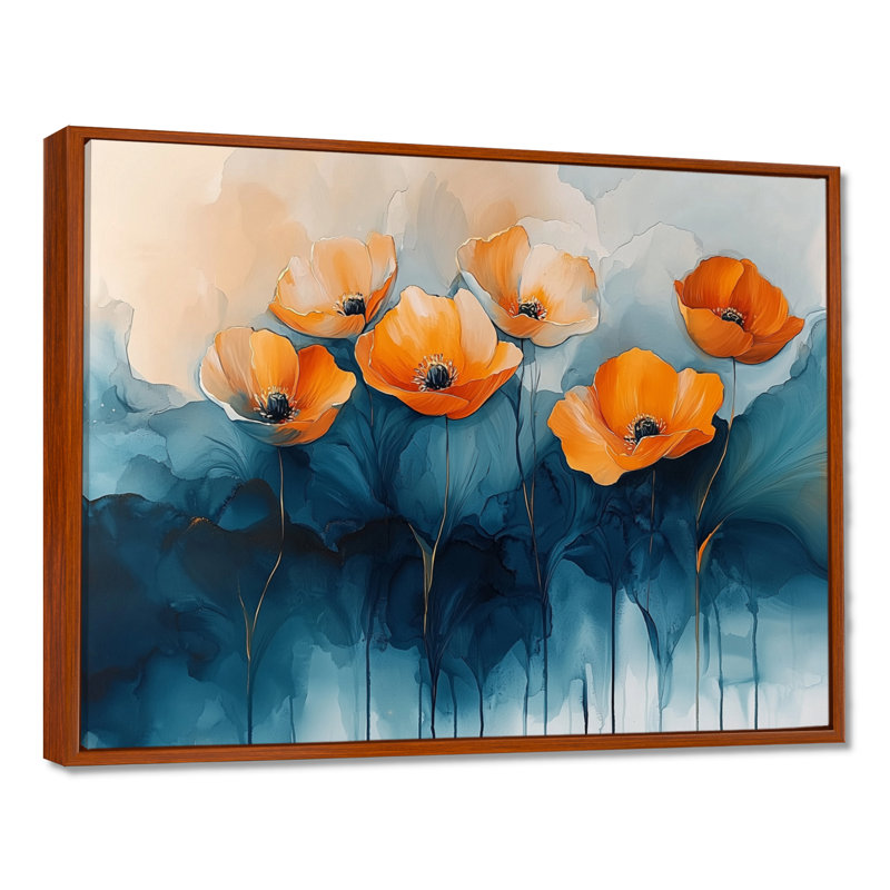 Jamerson - Floral Canvas Wall Decor, Brun, H 12 po x l 20 po, Impression encadrée flottante sans passe-partout