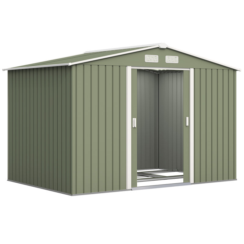 Townsell 9 x 6 ft Metal Garden Shed Waterproof Galvanised Light Green