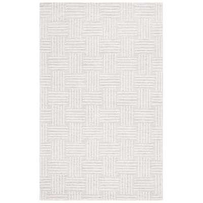 Tapis en coton touffeté à la main Kohyn en gris clair / ivoire