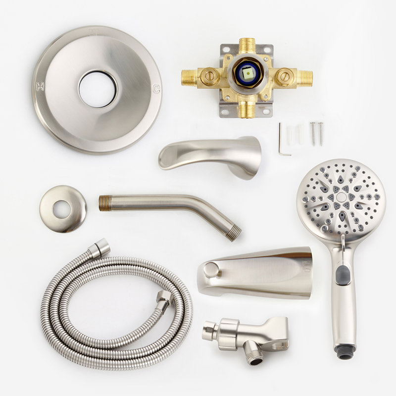 Robinet de baignoire et douche avec valve brute, Noir mat