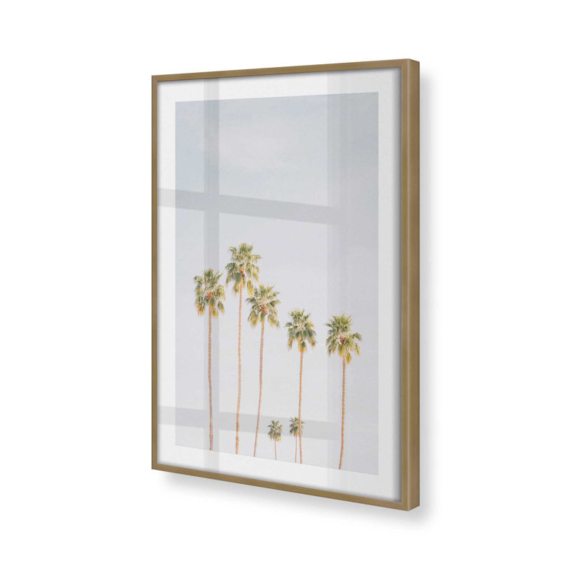 Palm Tree Symphony, impression roulée, sans cadre, Cadre doré brossé, H 37,25 po x l 25,25 po x P 1,25 po